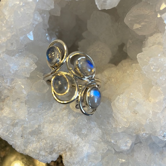 Sterling Silver Genuine Rainbow Moonstone Ring Size 10. Retail 198.00 NWT - Picture 7 of 10
